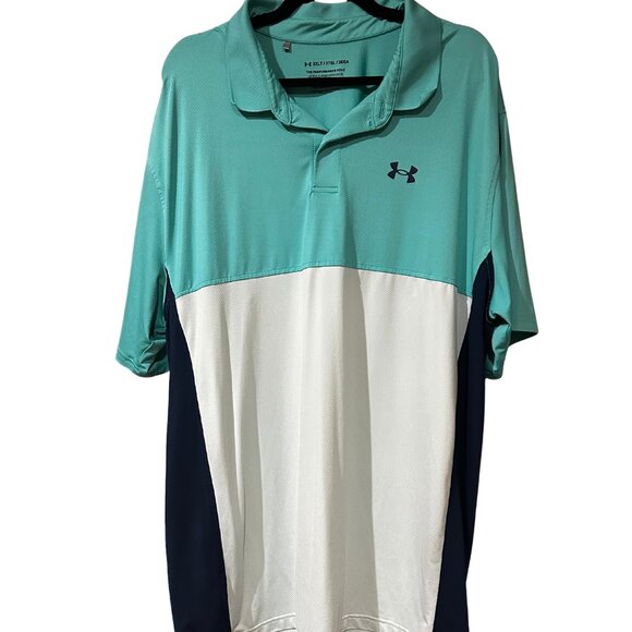 Under Armour Teal/Blue/Light Blue Polo Shirt | 3XL Tall - Picture 1 of 3